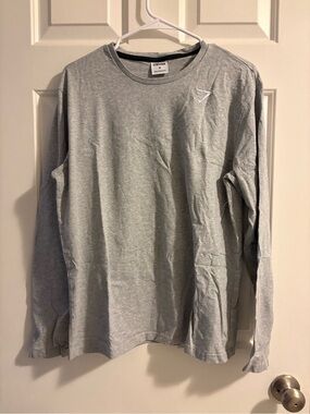 Gymshark Light Gray Long Sleeve Crew — Minimal Logo